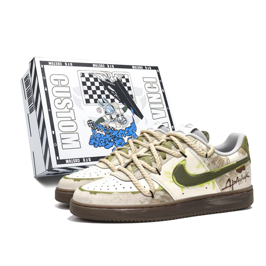 Nike Custom Shoes Nike Court Vision 1 Moss Lined Wild Path Box Cushioning Slip Resistant Low top Skateboard Shoes Unisex