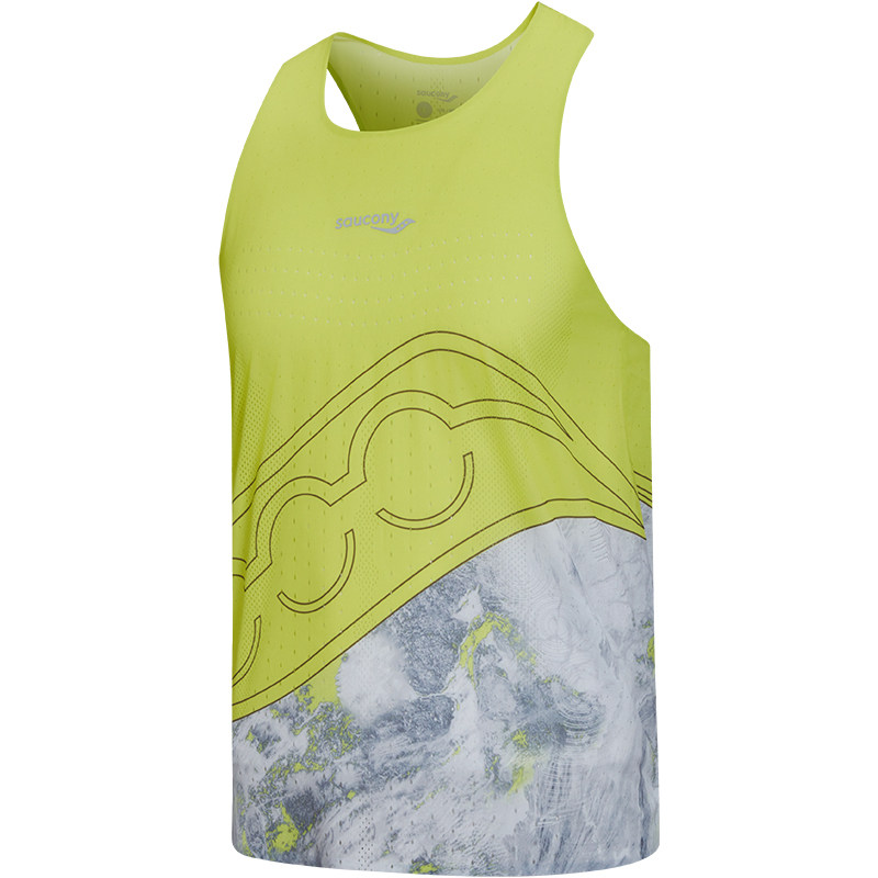 Saucony Running Tank Tops Men's Yellow Green Ink Wash