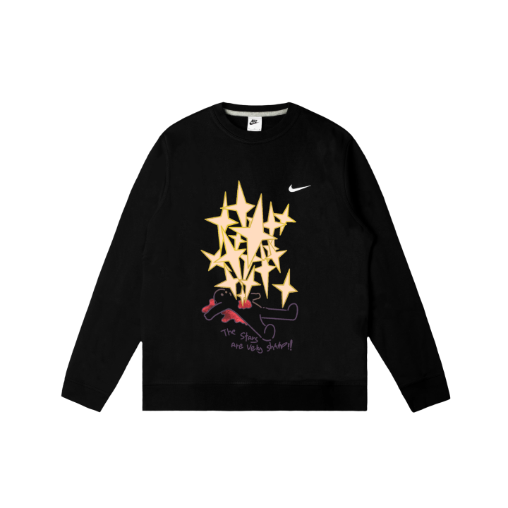 Nike Nike Club Sweatshirts Men's Black Crew Neck Moderate Regular