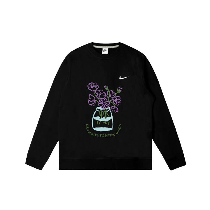 Nike Nike Club Sweatshirts Men's Black Crew Neck Moderate Regular