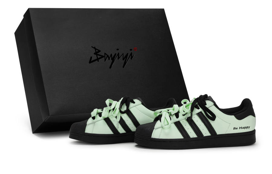 Adidas Originals SUPERSTAR 811 Manufacturing, Shaping Happiness Green, Special Shoe Box Low top Skateboard Shoes Unisex