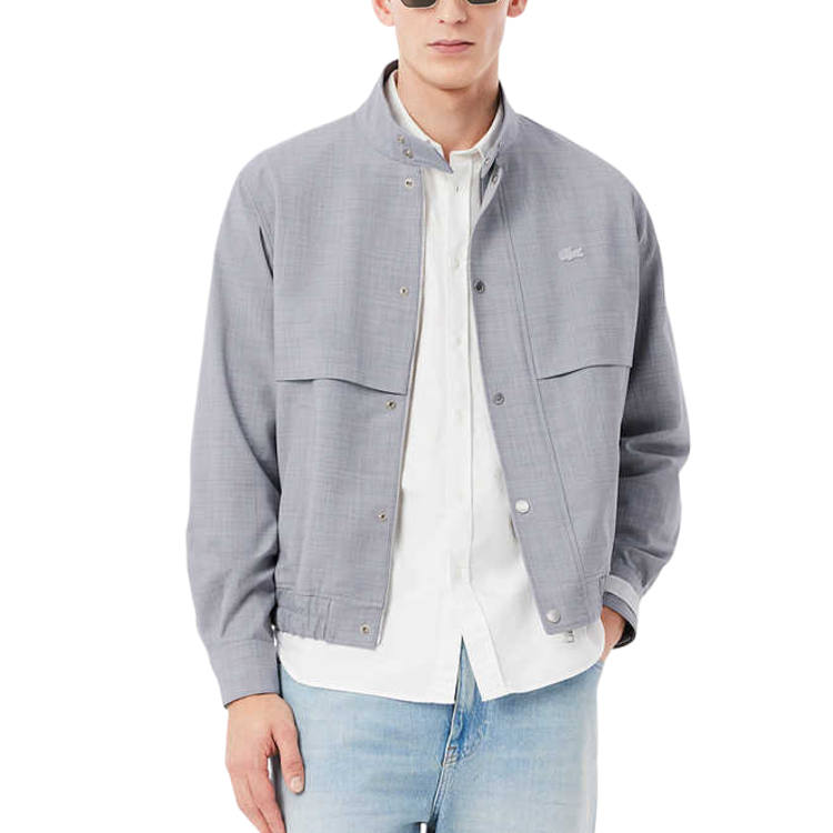 LACOSTE Jackets Men's Haze Gray Stand Collar Moderate Other