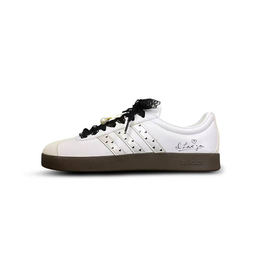 Adidas Adidas Vl Court Classic Ta Tu Alice Synthetic Leather Low top Skateboard Shoes Unisex Silver White
