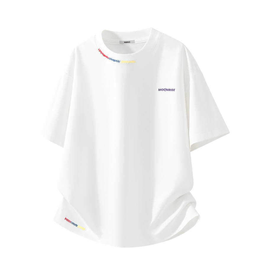 MINISO T Shirts Unisex Crew Neck Moderate Straight Fit