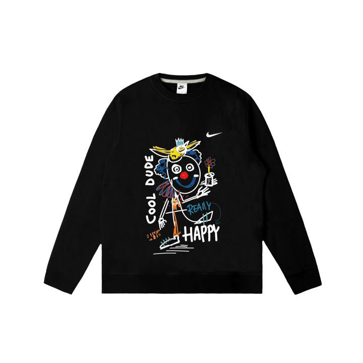 Nike Nike Club Sweatshirts Men's Black Crew Neck Moderate Regular