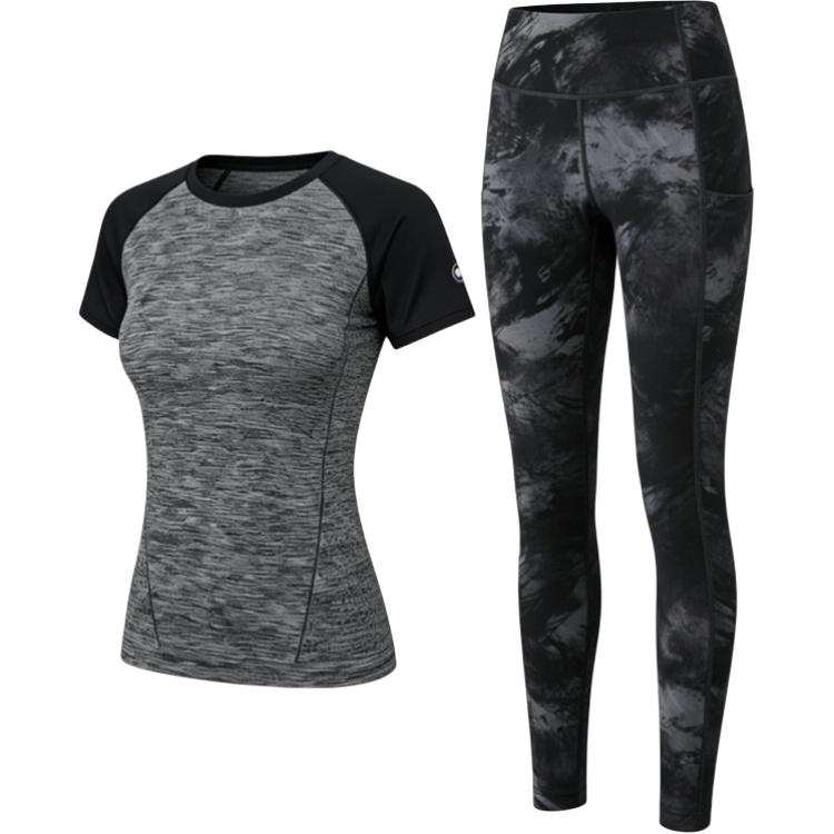 Barbie Fitness Sets Women's Rock Ink Shadow Weave Crew Neck Thin