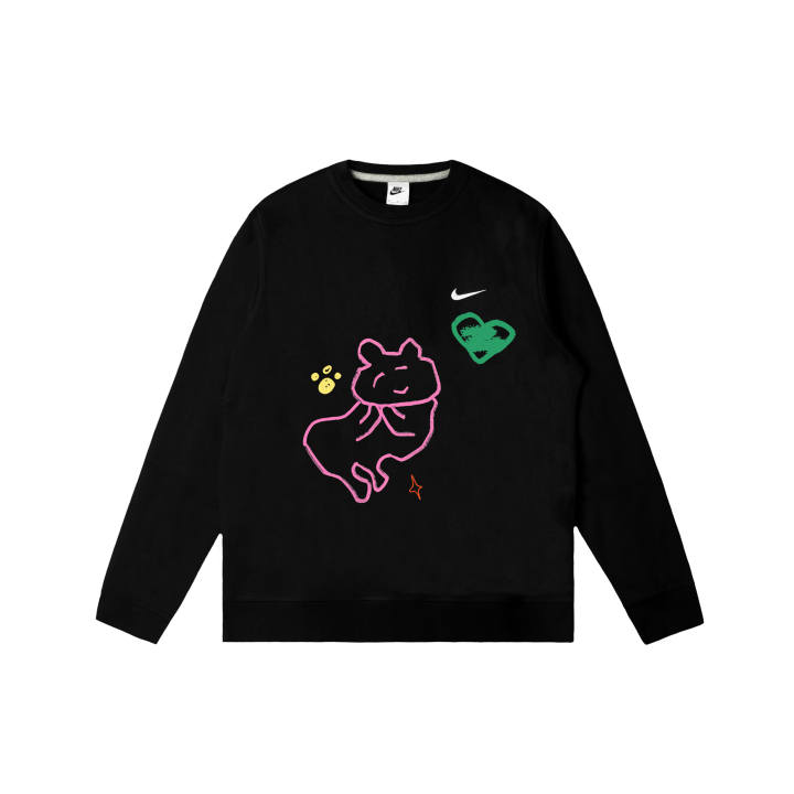 Nike Nike Club Sweatshirts Men's Black Crew Neck Moderate Regular
