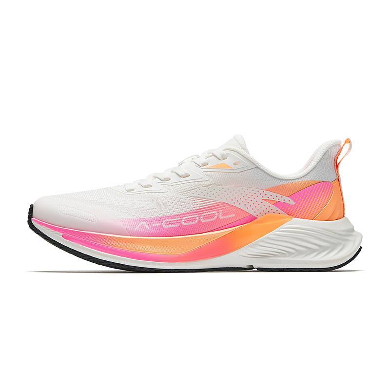 Anta Hydrogen Run Cool Textile, Rubber Low top Running Shoes Women's White Orange Pink