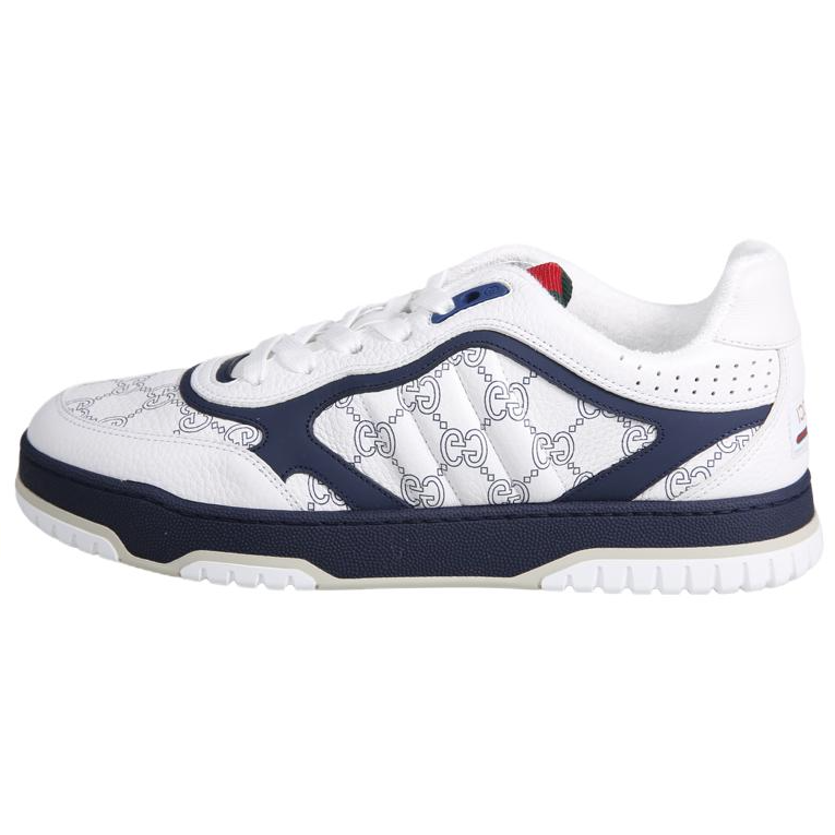 GUCCI Re Web Leather Low top Skateboard Shoes 1cm Men's White Blue