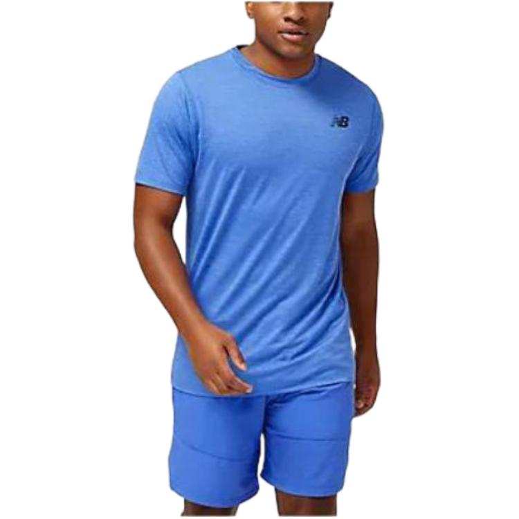 New Balance New Balance T Shirts Men's Blue Crew Neck Moderate Straight Fit