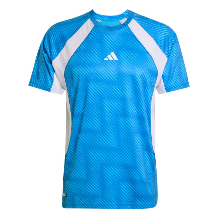 Adidas Adidas T Shirts Men's Bright Blue/White/Black Crew Neck
