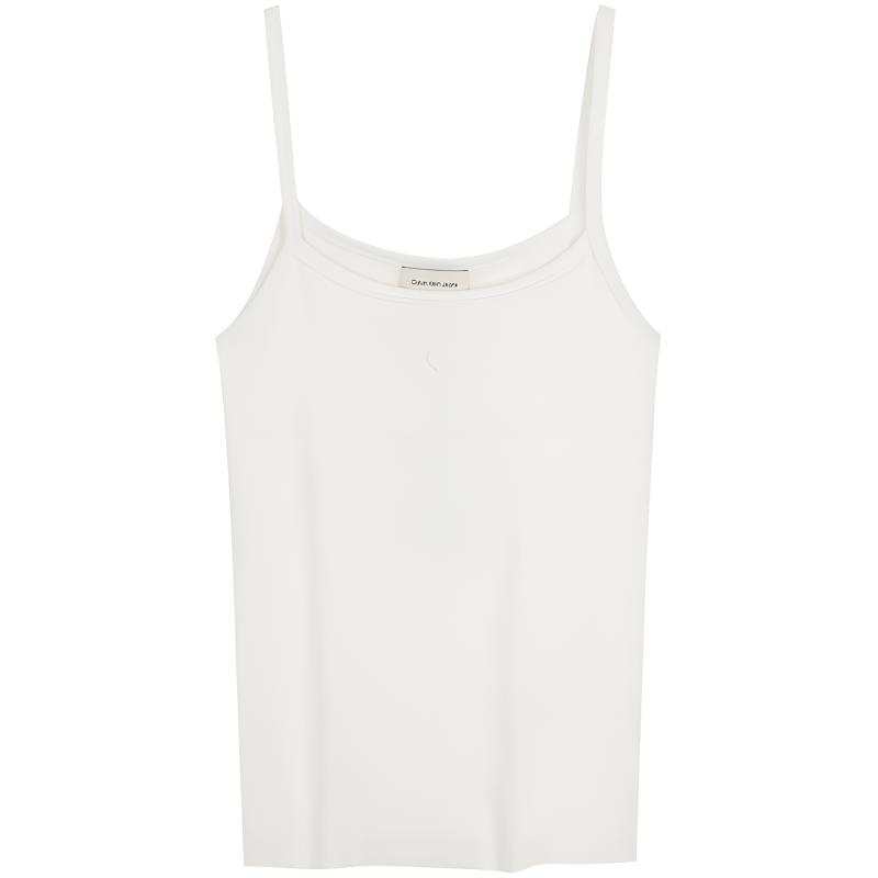 Calvin Klein Tank Tops Women's YAF Moon White Crew Neck Moderate Other