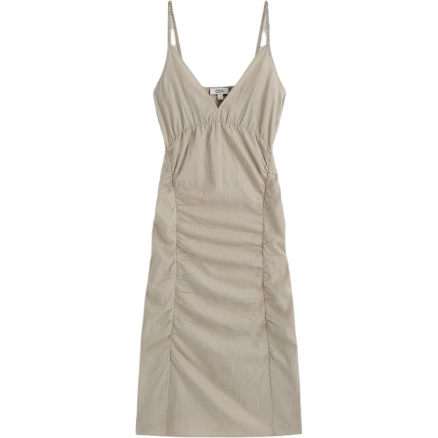 COS Slip Dresses Women's Beige V Neck Moderate