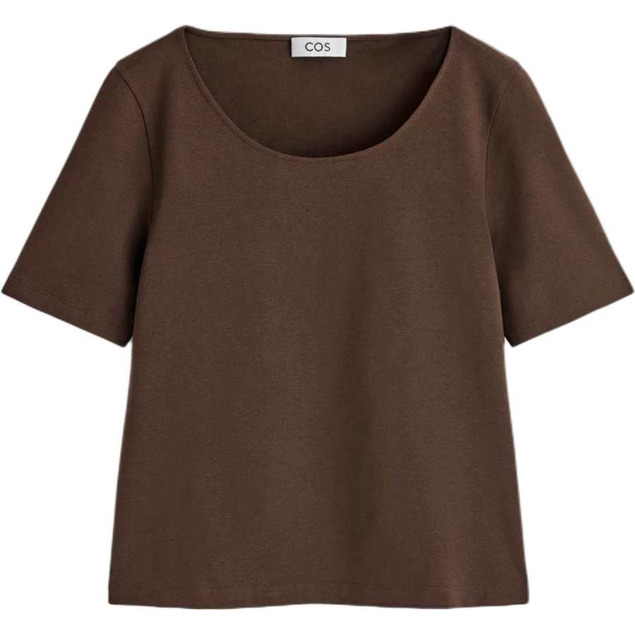 COS T Shirts Women's Brown Crew Neck