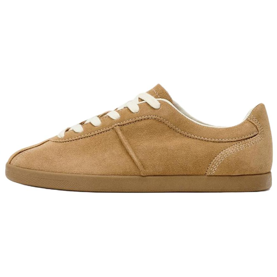 ZARA Cow Leather Low top Skateboard Shoes Women's Brown