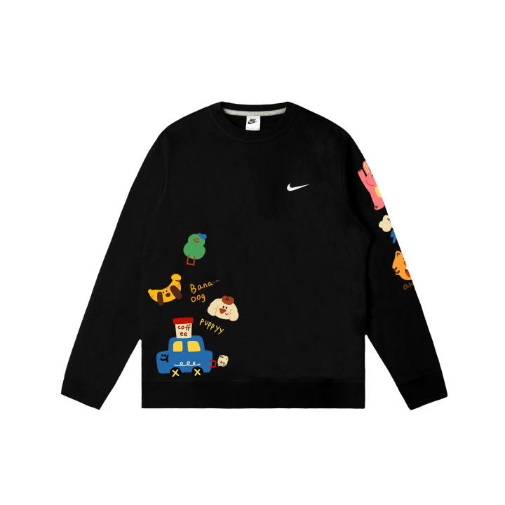 Nike Nike Club Sweatshirts Men's Black Crew Neck Moderate Regular