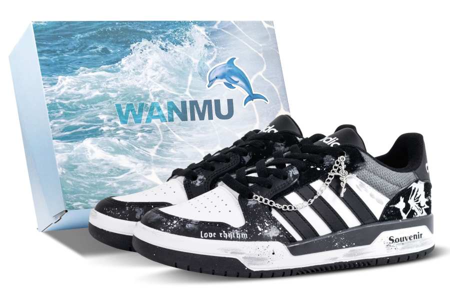 Adidas Neo Entrap Ink Splatter Knight Slip Resistant Abrasion Resistant Low top Skateboard Shoes Unisex Black White
