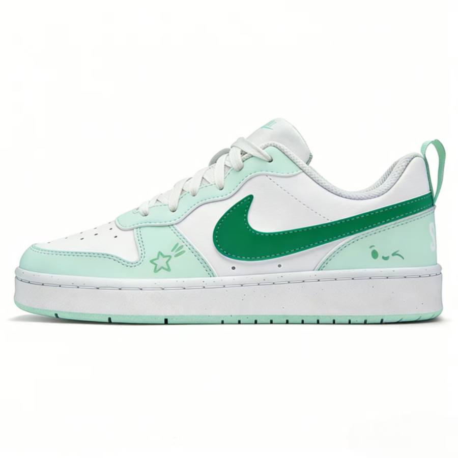 Nike Nike Court Borough Cushioning Slip Resistant Low top Skateboard Shoes Unisex White Cyan