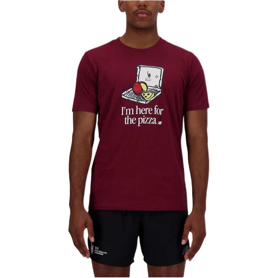 New Balance New Balance NYC Marathon T Shirts Men's Red Crew Neck Moderate Straight Fit