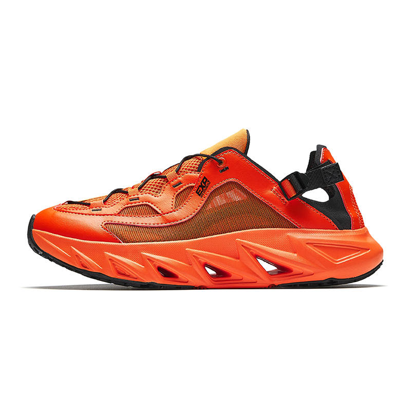 Anta Textile, Synthetic Leather Low top Outdoor Shoes Men's Orange Black