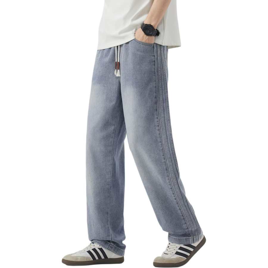 Tonlion Jeans Men's Light Denim Blue Moderate Straight Fit Pants