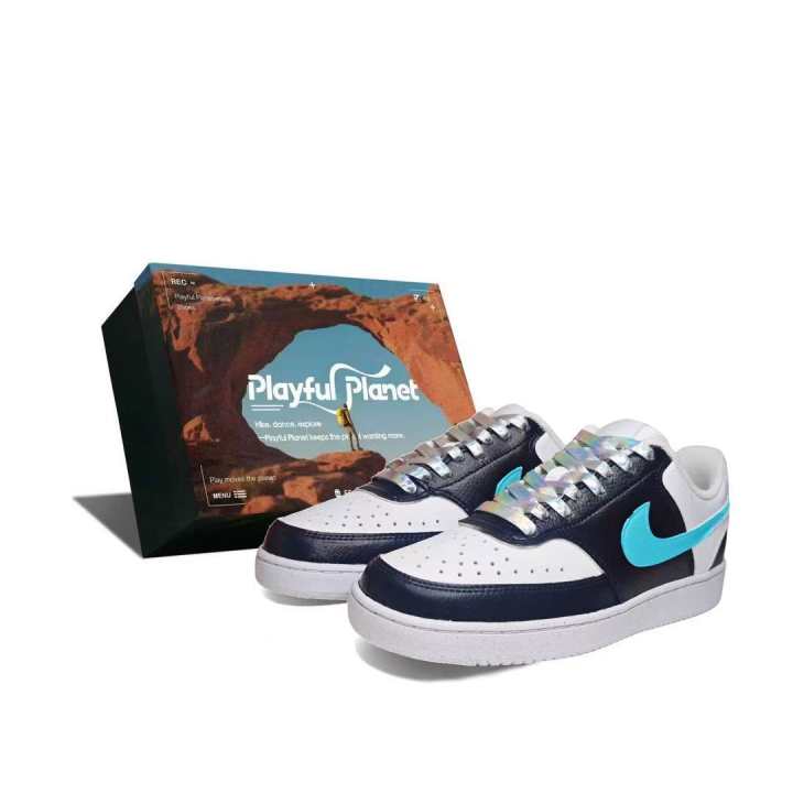 Nike Nike Court Vision 1 Coverage Low top Skateboard Shoes Unisex Black White Blue