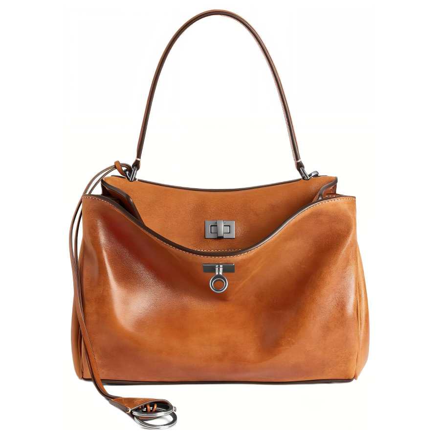 Balenciaga Rodeo Sheepskin Crossbody One Shoulder Handbag Small Women's Brown