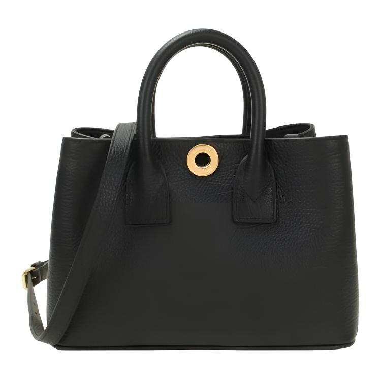 Burberry Cow Leather Handbag Mini Women's Black & Khaki