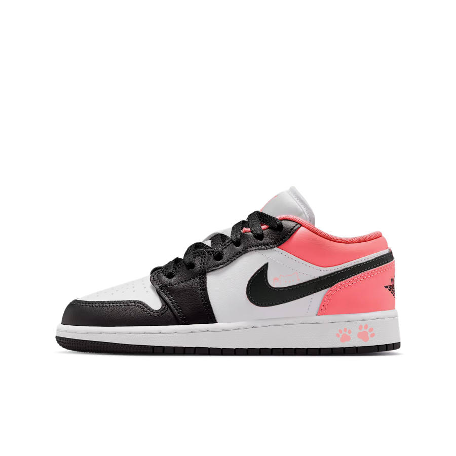 Jordan Jordan Air Jordan 1 Cushioning Abrasion Resistant Low top Children's Basketball Shoes Black Pink Teenagers