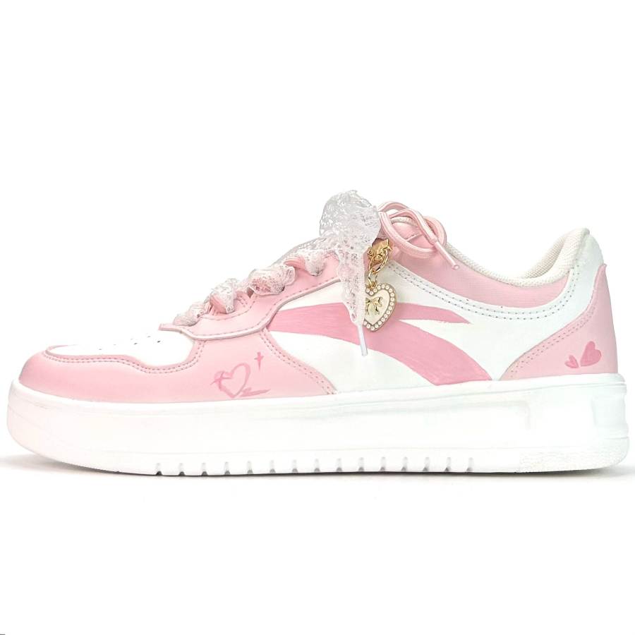 Anta Easy Air Force 1 Sweet Love Height Increasing Lightweight Breathable Low top Skateboard Shoes Unisex Pink White