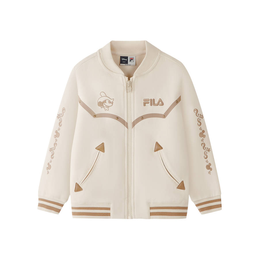 FILA KIDS Knitted Fabric Coat White Gray Kids'