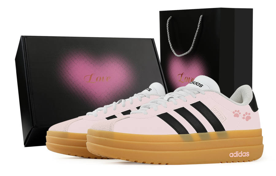 Adidas Adidas VL Court Bold Cherry Blossom Milk Cake, Heart Box Slip Resistant Abrasion Resistant Low top Skateboard Shoes