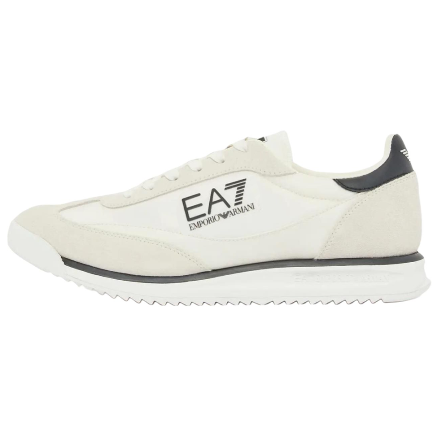 EMPORIO ARMANI EA7 Cow Split Leather Low top Casual Shoes Unisex Ecru