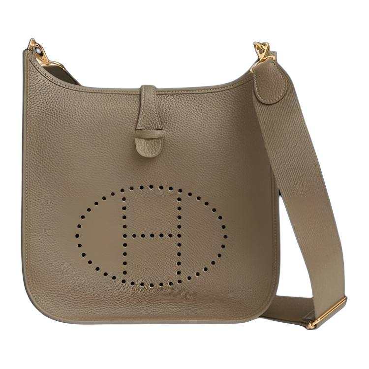 HERMES Evelyne Clemence Bullock Leather Crossbody Bag, Shoulder Bag 29 Women's 8Q BEIGE MARFA Beige