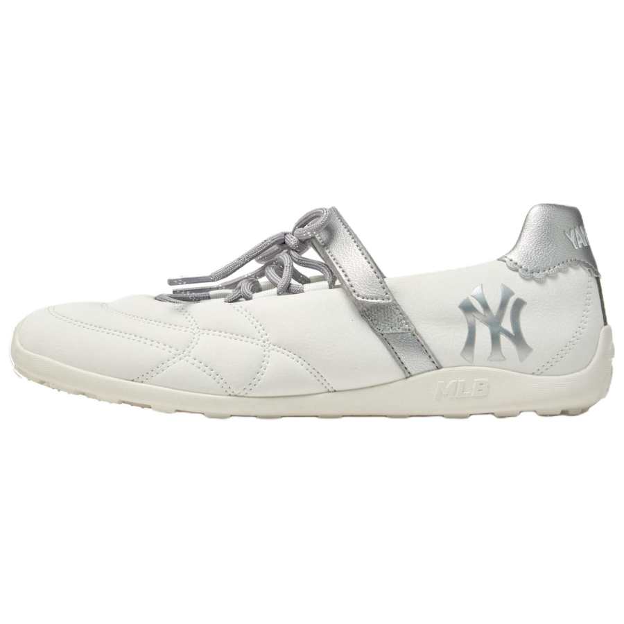 MLB New York Yankees Mary Jane Shoes Unisex White Silver