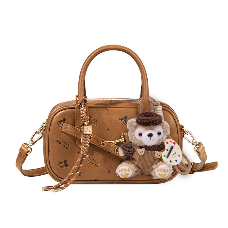 Disney Mickey Mouse Pu One Shoulder Handbag Regular Women's Caramel Brown/Cream Pink