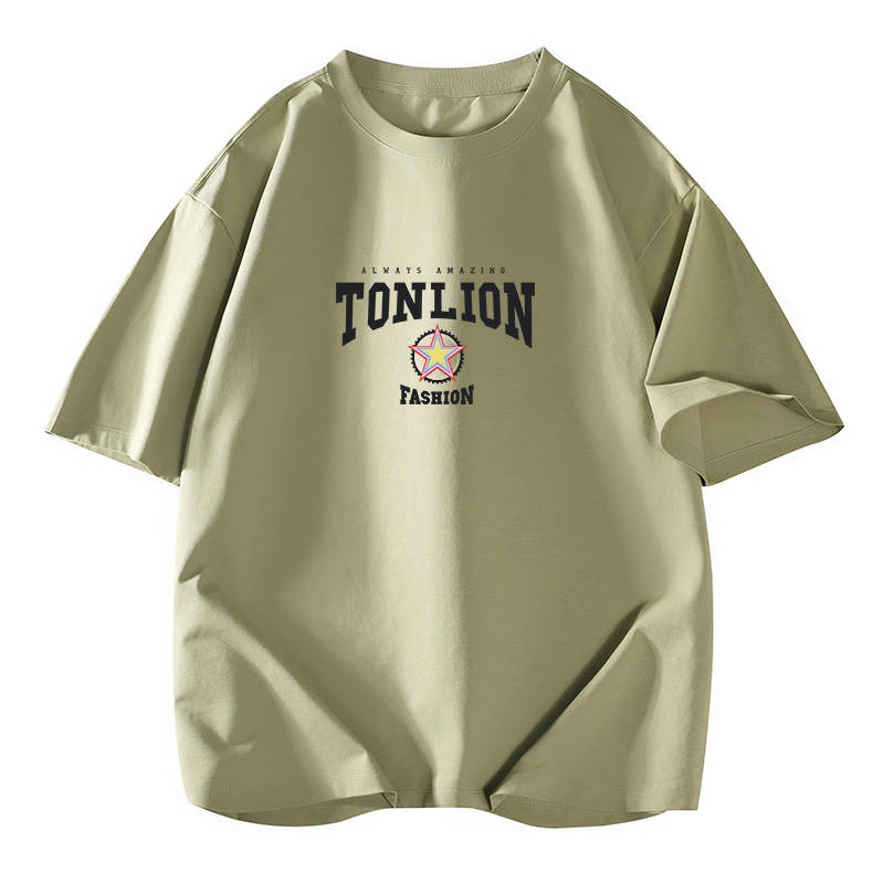 Tonlion T Shirts Unisex Crew Neck Moderate Straight Fit