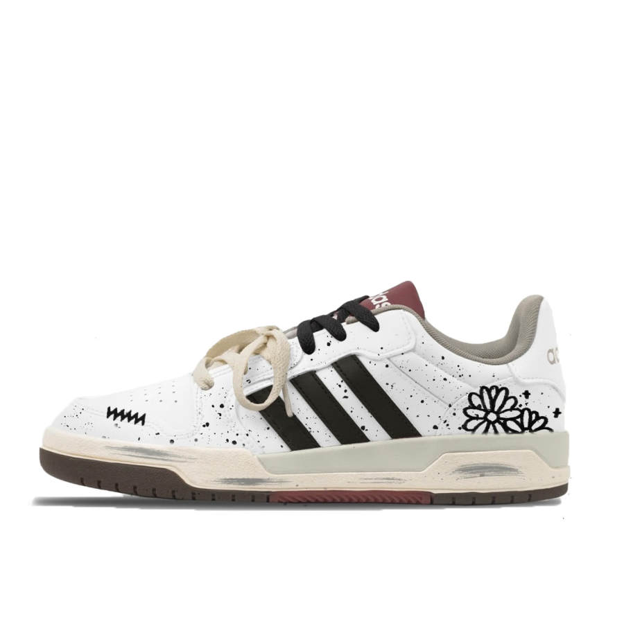 Adidas Adidas ENTRAP Black Daisy Abrasion Resistant Slip Resistant Low top Skateboard Shoes Unisex White Black