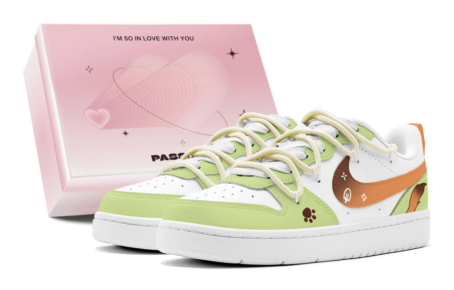 Nike Nike Court Borough Couple's, Romantic Favor, Green Wilderness Cute Fox, Anti Aging Playful Leather Low top