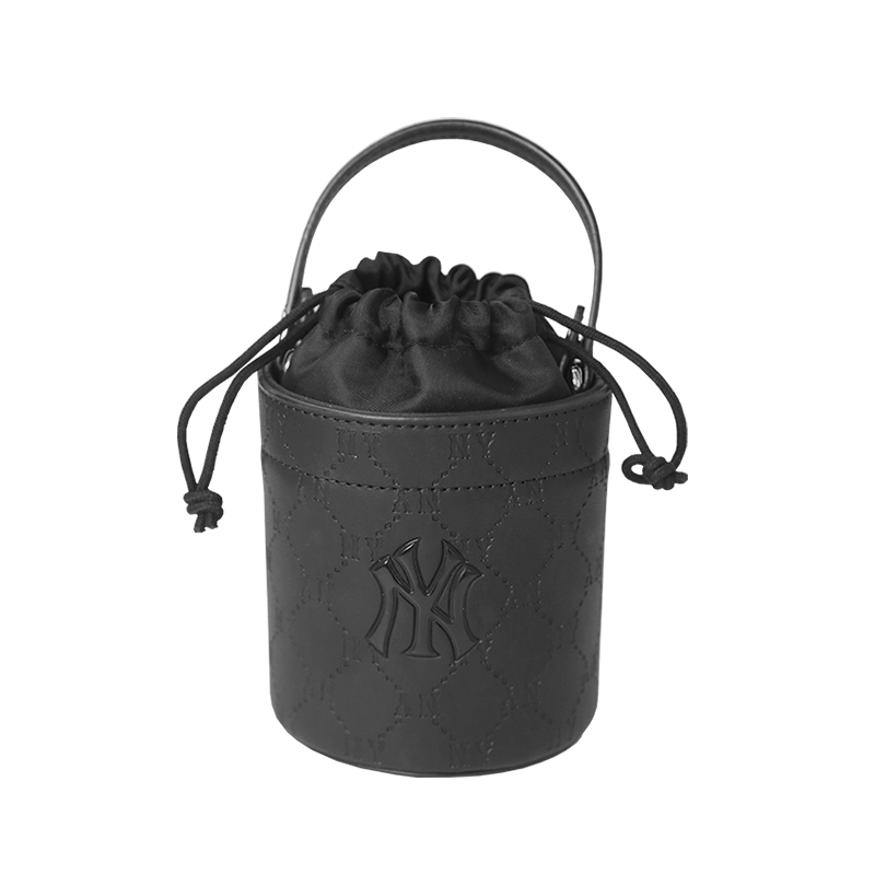 MLB New York Yankees Leather Bucket Bag Handbag Regular Women's Black/Wild Berry Barbie Pink/Pink/Millennium Denim
