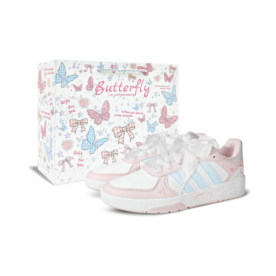 Adidas Adidas COURTBEAT Blue Island Cat BOX Synthetic Leather Low top Skateboard Shoes Unisex Pink Blue