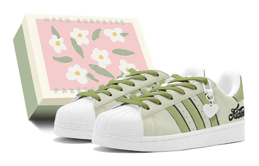 Adidas Originals Superstar 2 Spring Outing, Couple's, Preppy Style, American English, Mustard Green Low top