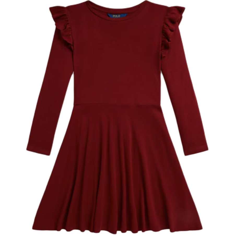 Polo Ralph Lauren Kids Dresses Crew Neck Moderate Midi Dress Non Stretch