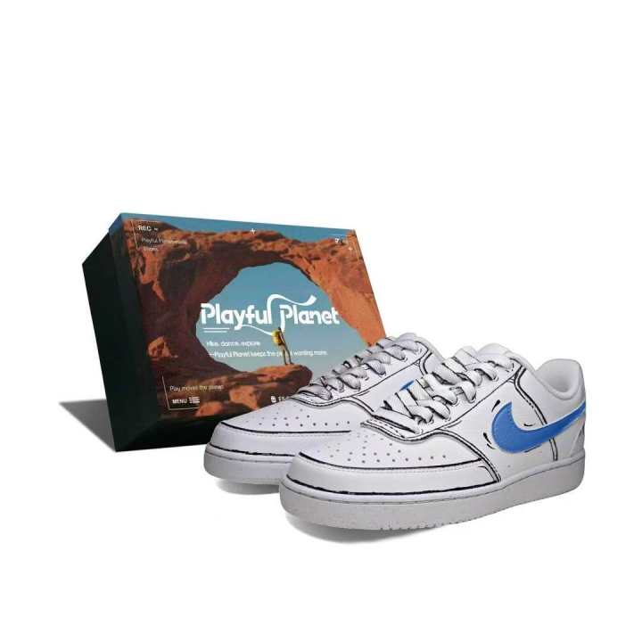 Nike Nike Court Vision 1 Coverage Low top Skateboard Shoes Unisex White Blue