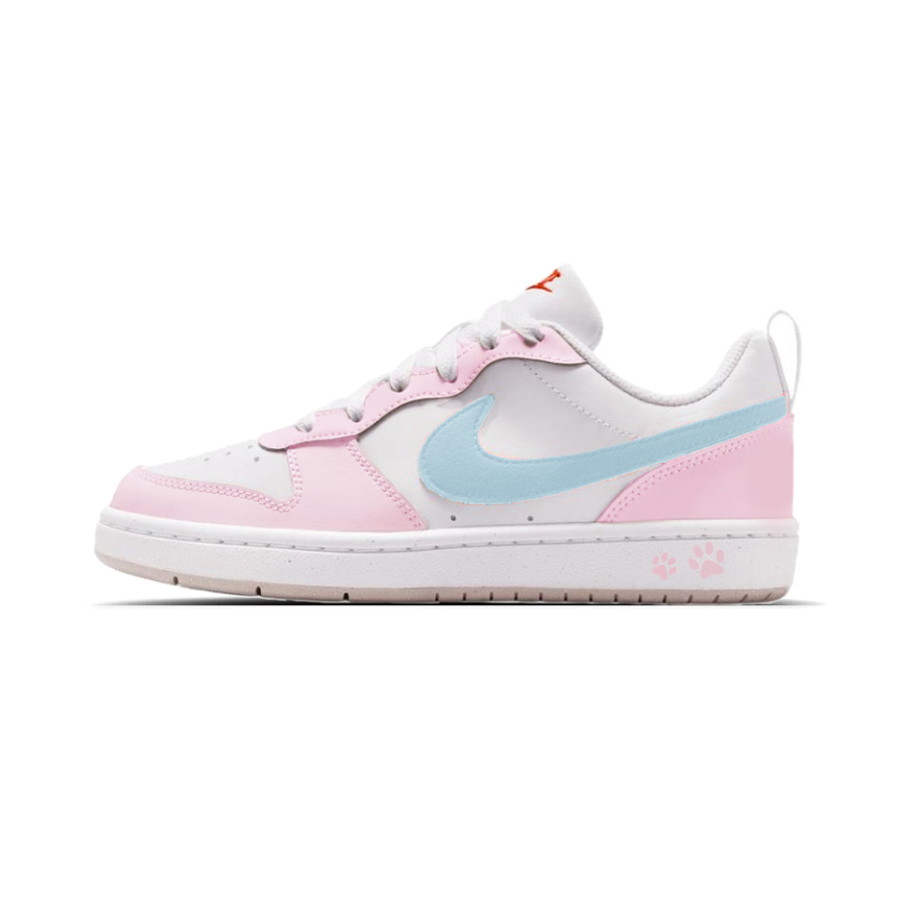 Nike Nike Court Borough Peach Cat Paw Abrasion Resistant Low top Kids' Skateboarding Shoes Pink Unisex