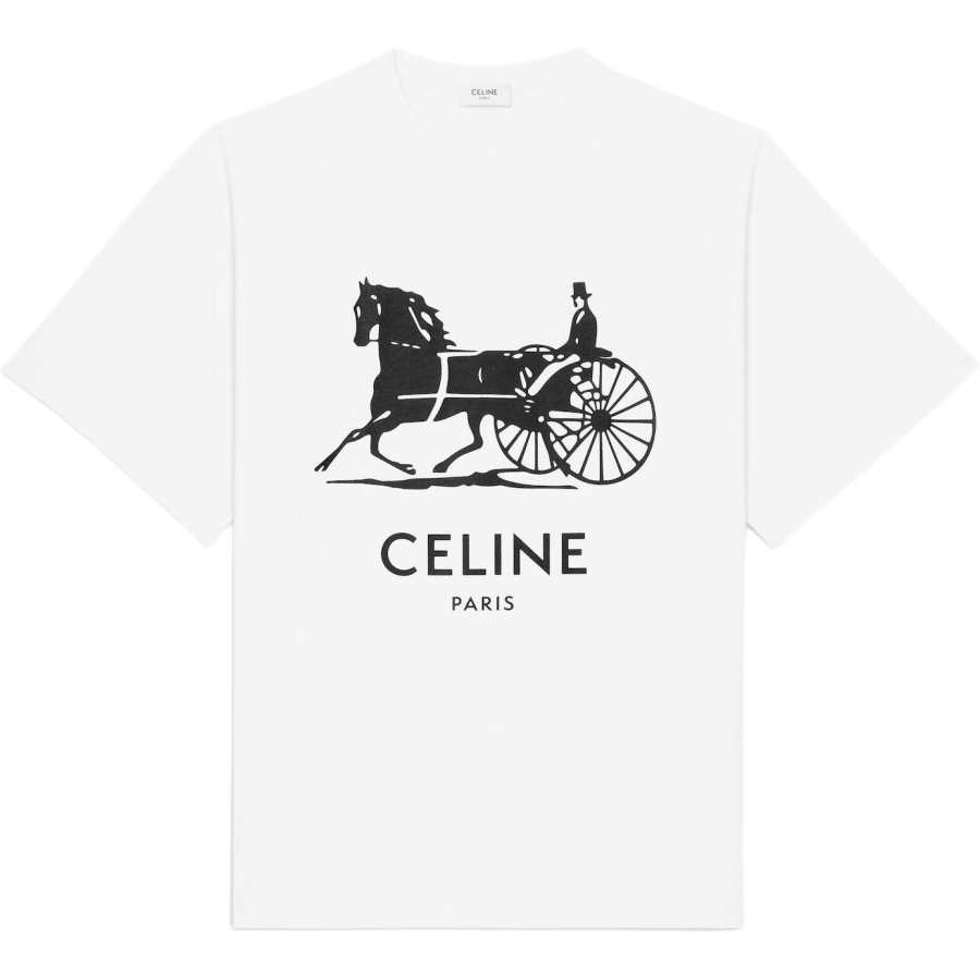CELINE CELINE T Shirts Men's Neon White Crew Neck Moderate