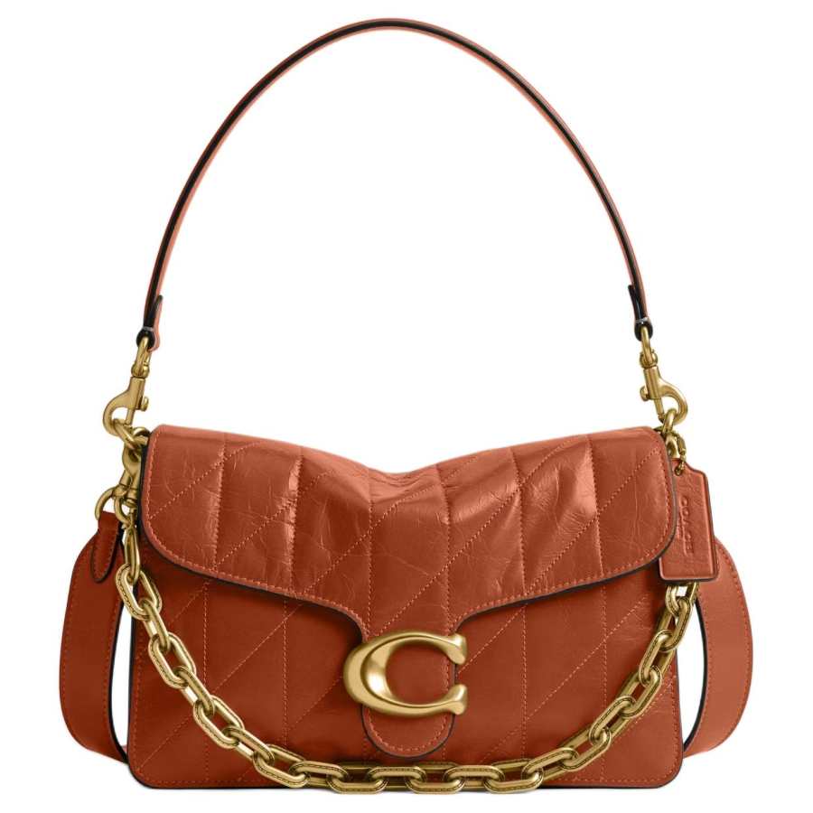 COACH Tabby Cow Leather Crossbody Bag, Shoulder Bag Medium Women's Amber Coffee