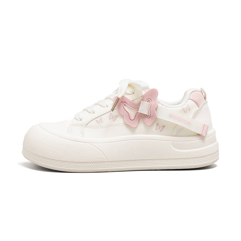 Warrior Height Increasing Abrasion Resistant Lightweight Low top Skateboard Shoes Women's Beige Pink