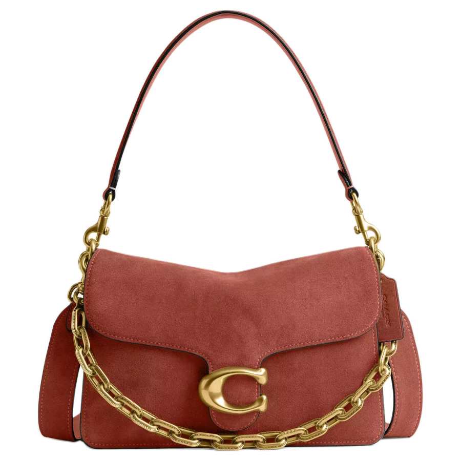 COACH Tabby Suede With Refined Calfskin Shoulder Bag Medium Women's Brown
