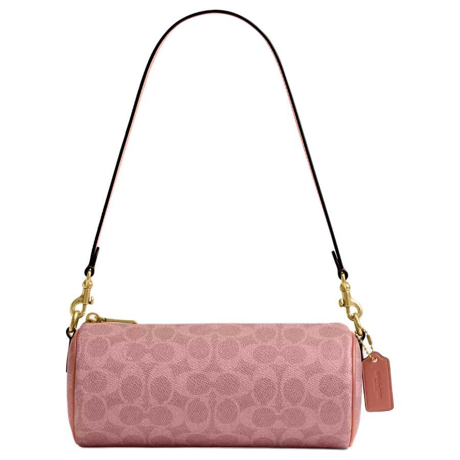 COACH Barrel Coated Canvas With Calfskin Crossbody Bag, Shoulder Bag Small Women's Pink